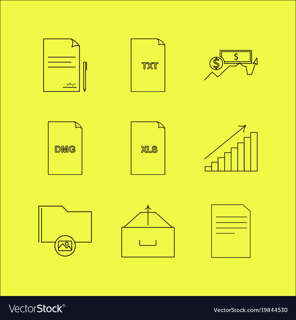 Files and folders linear icon set simple outline
