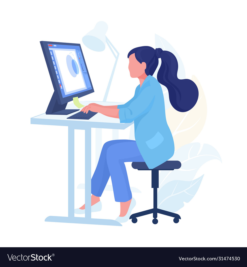 Person Working From Home Cartoon Character With Vector Image