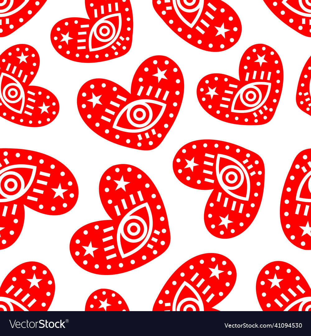 Seamless heart pattern decorated with an eye