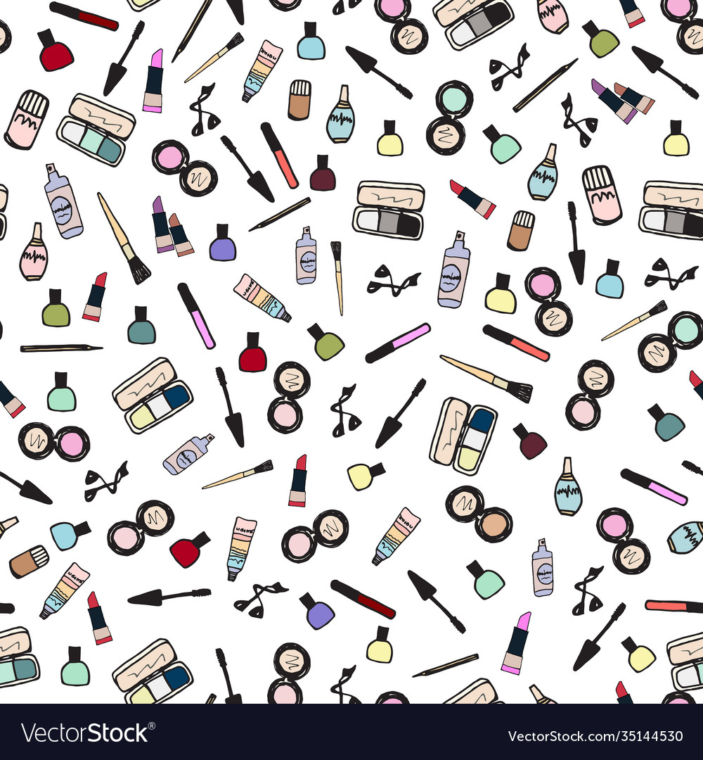 Seamless pattern with make up artist objects