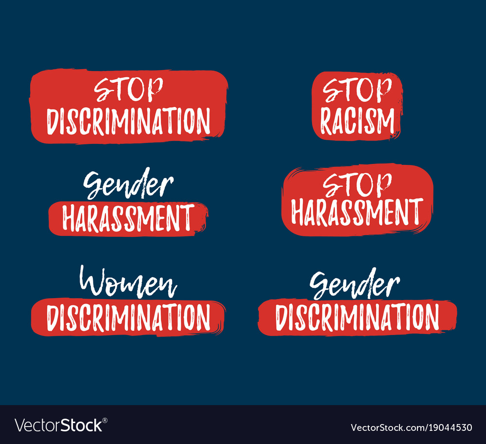 Set of discrimination racism and harassment label