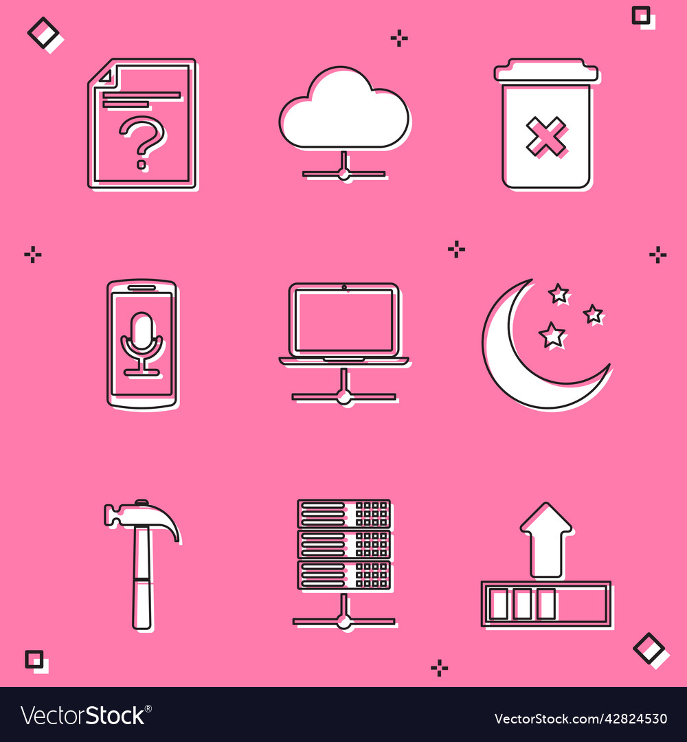 Set unknown document network cloud connection vector image Set unknown document network cloud connection