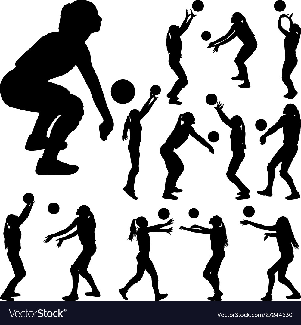 Volleyball girl player women group play Royalty Free Vector