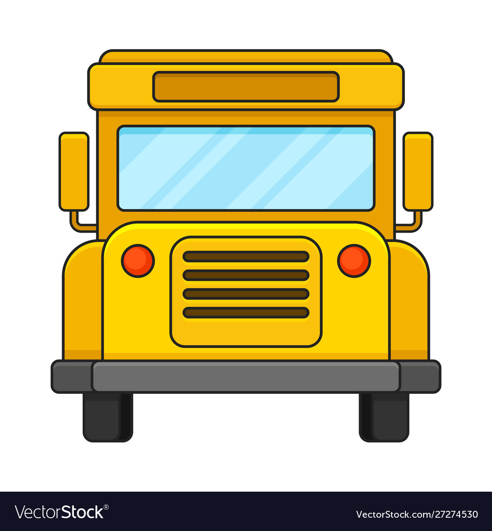 Yellow Bus Of Front Projection With Mirrors Vector Image