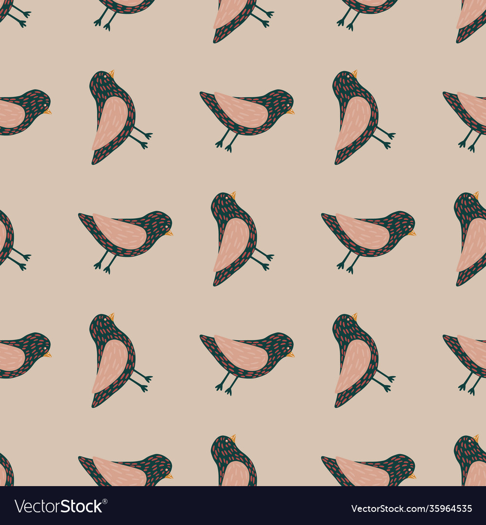 Abstract zoo seamless pattern with pale birds