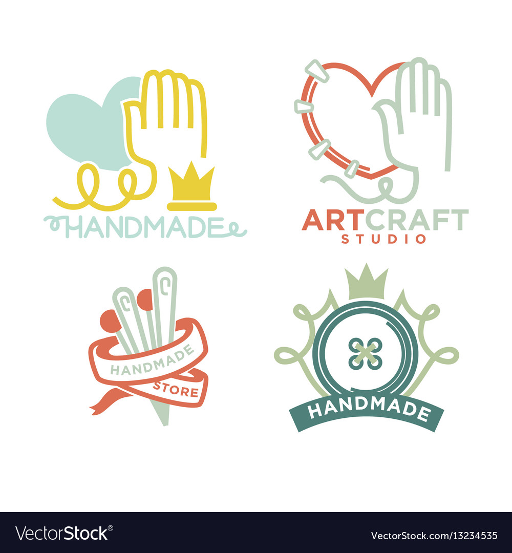 art-and-handmade-craft-logo-templates-flat-set-vector-image