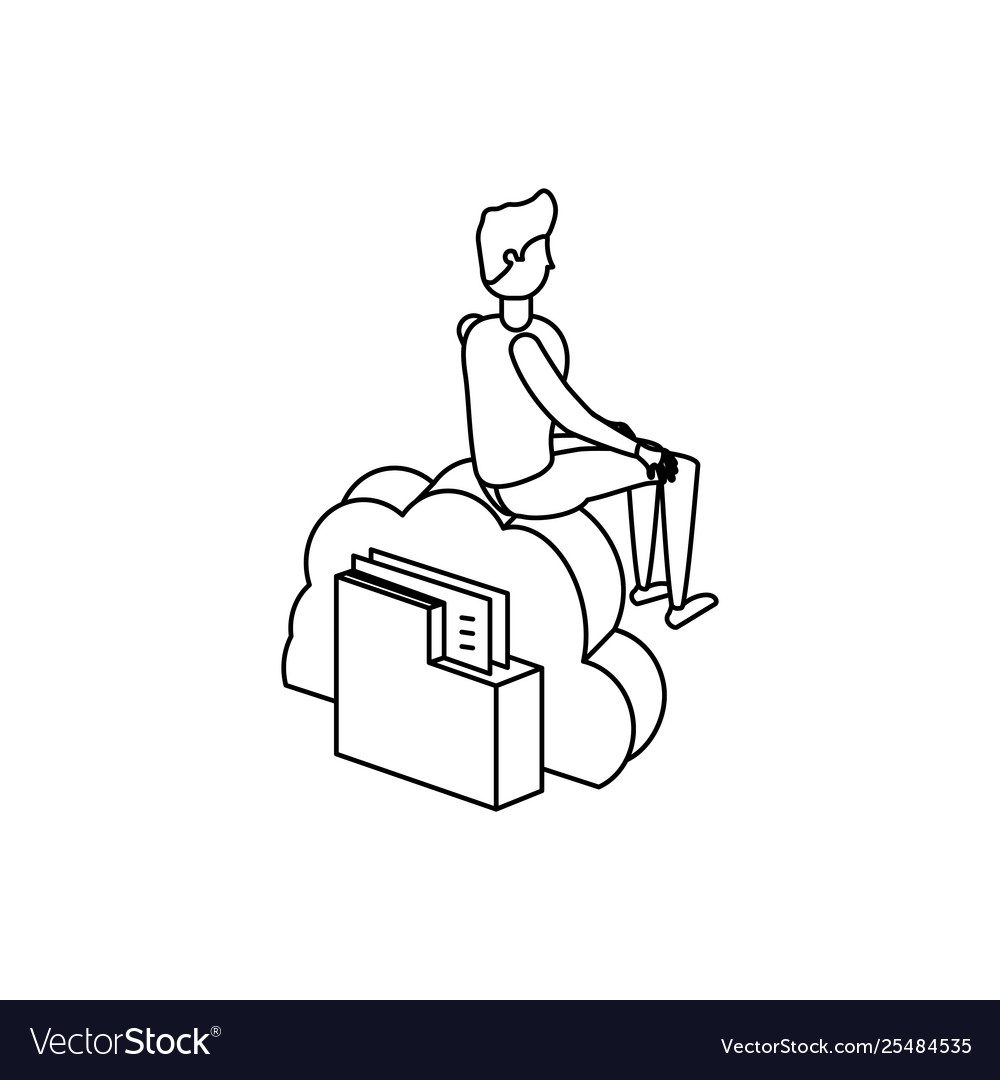 Businessman with cloud computing and folder