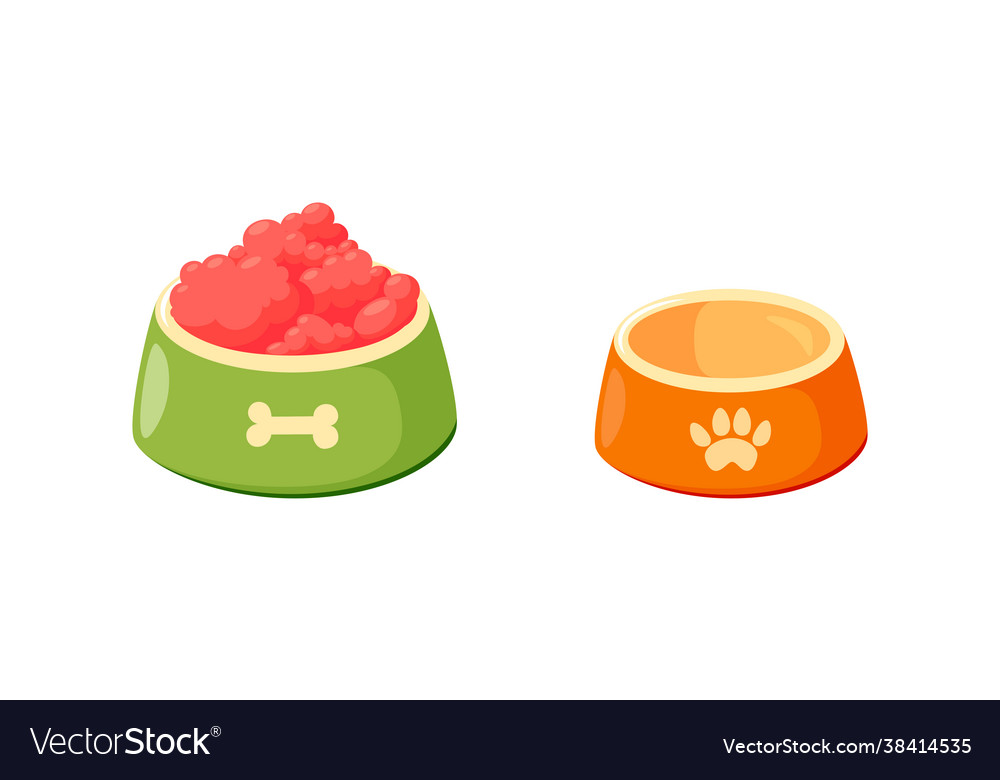 Dog bowls with food set for cat