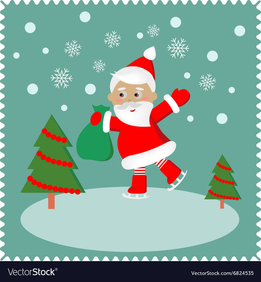 Greeting card with happy santa