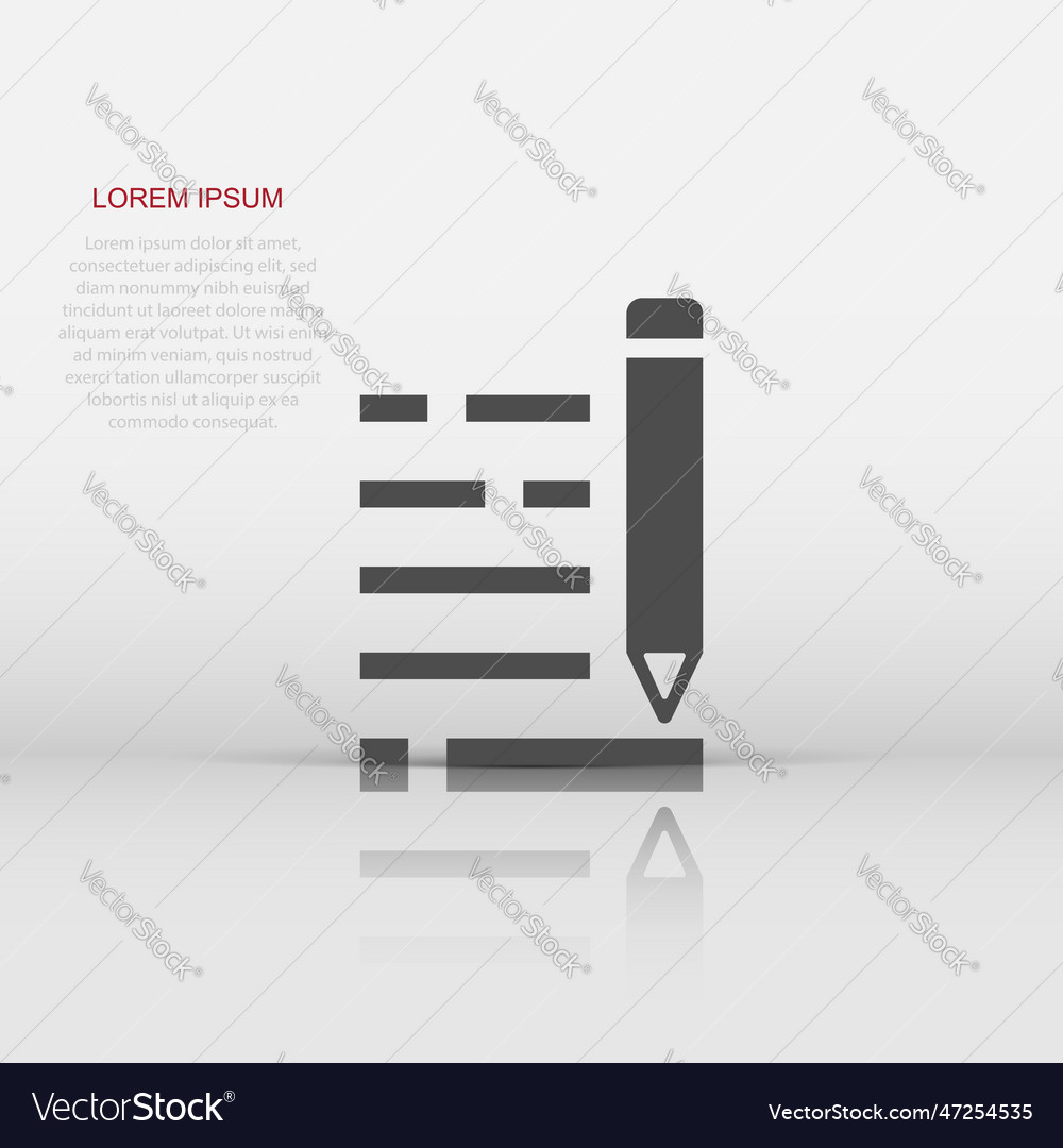 Pencil notepad icon in flat style document write