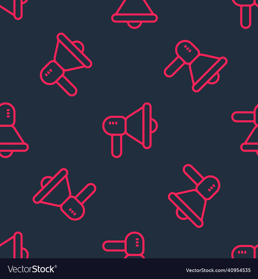 Red line megaphone icon isolated seamless pattern