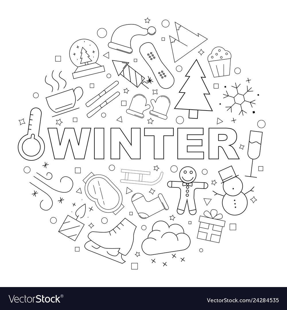 Winter background from line icon