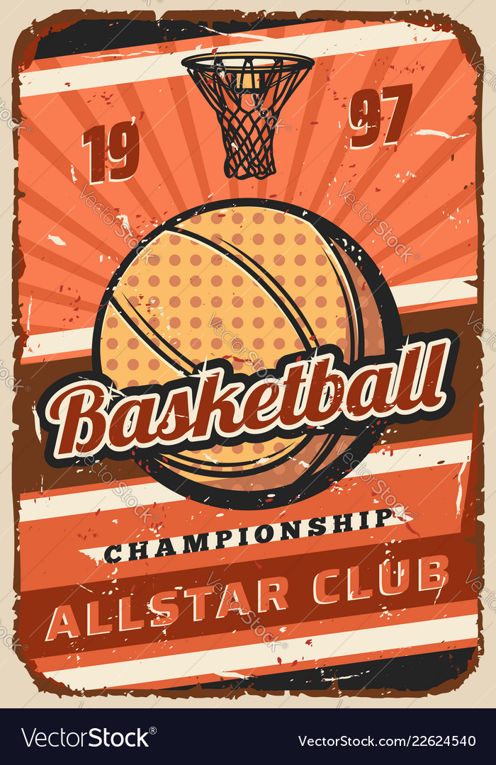 Basketball sport game ball basket and hoop vector image Basketball sport game ball basket and hoop