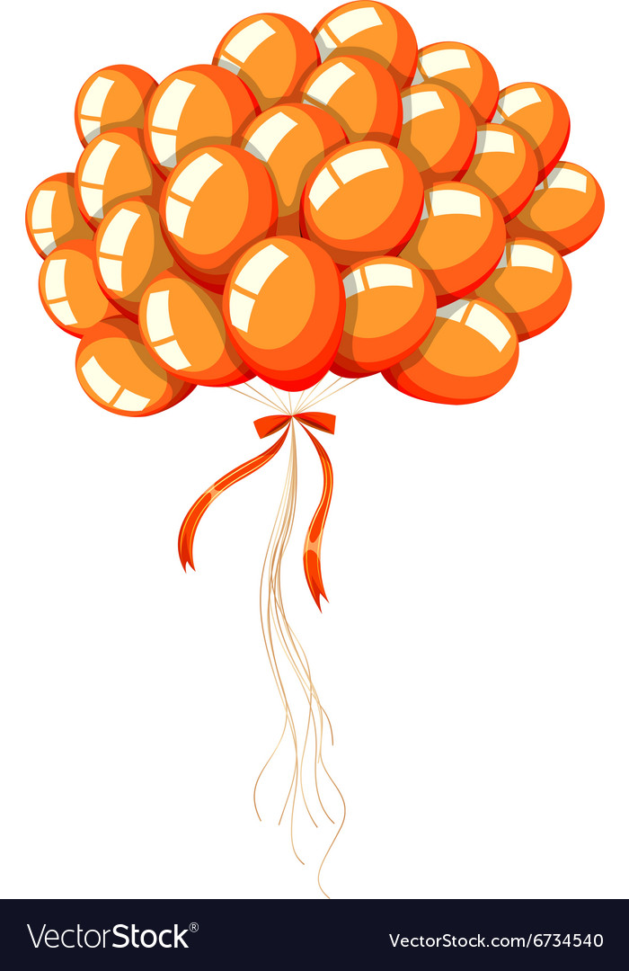 Bunch of orange balloons with ribbon