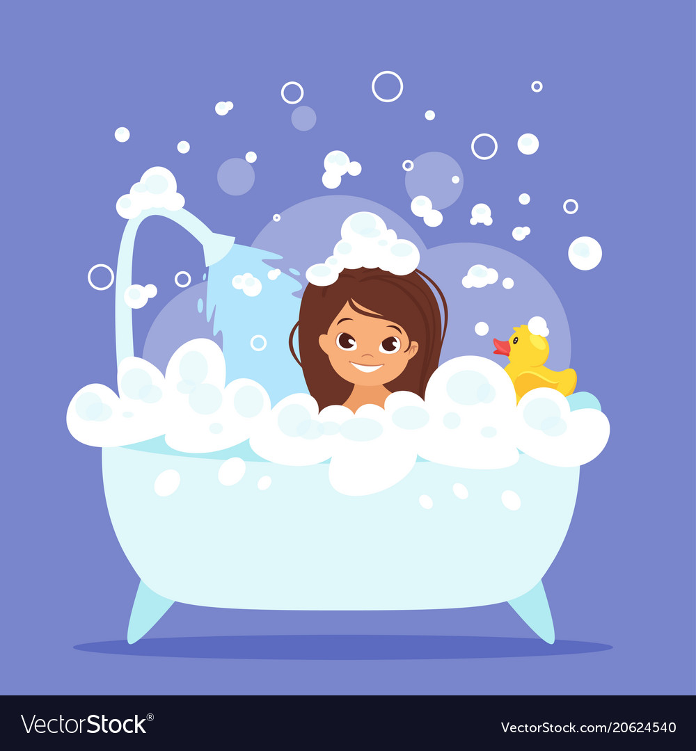 Child Taking Bath Clipart