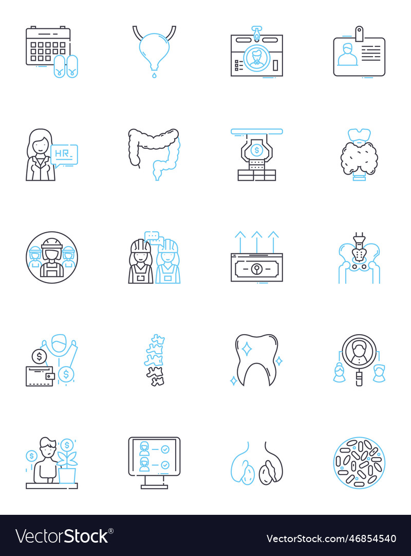 Fundamental freedoms linear icons set liberty Vector Image