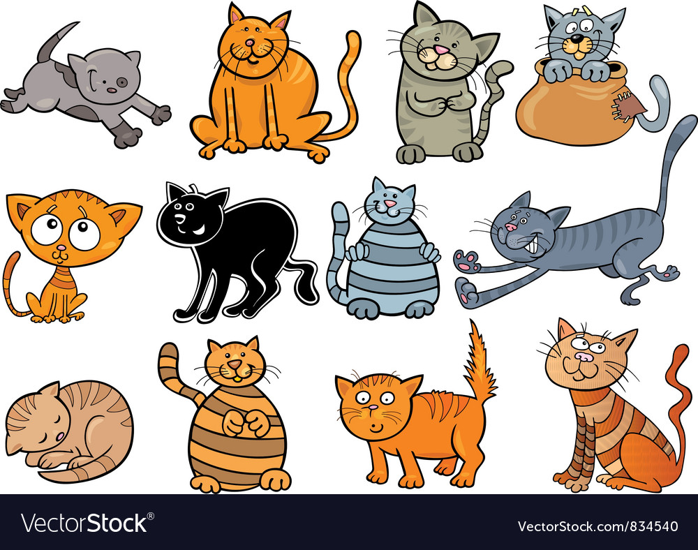 Funny cats set Royalty Free Vector Image - VectorStock