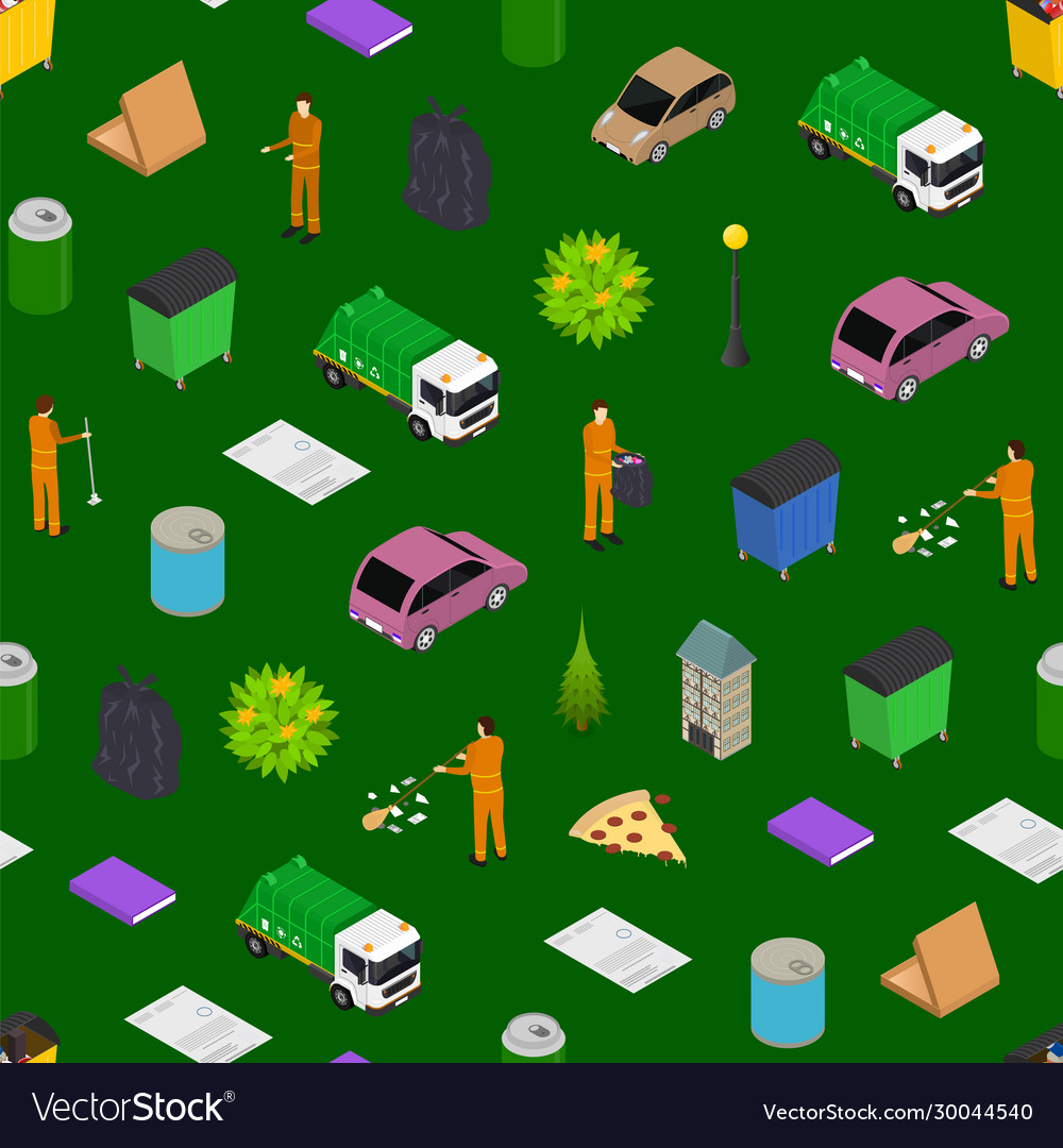 Garbage recycling concept seamless pattern