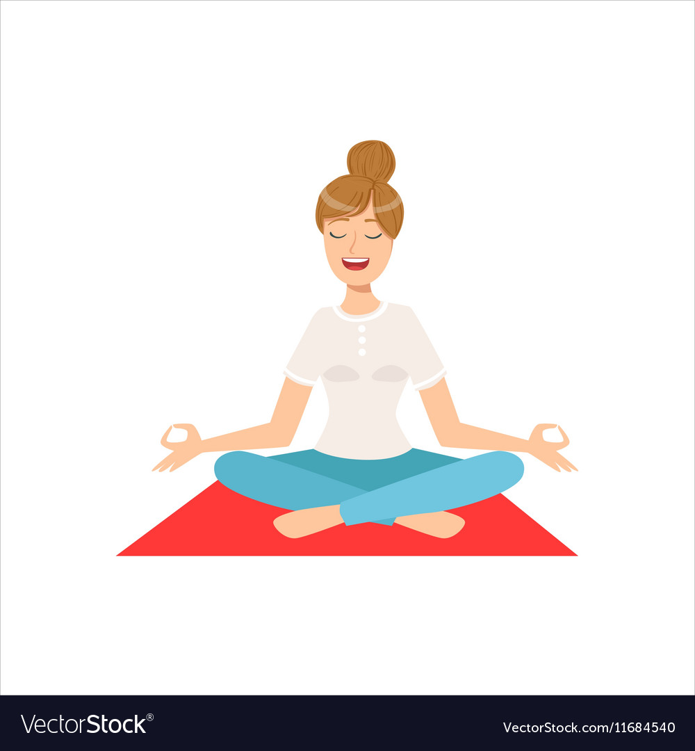 Happy girl doing yoga asana in fitness class part Vector Image