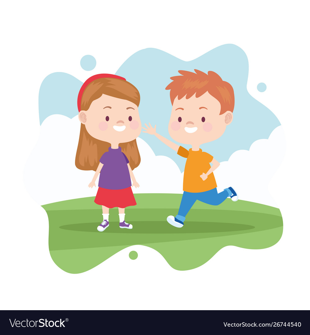 Kids Playing And Smiling In Park Royalty Free Vector Image Kids Playing And Smiling In Park Royalty Free Vector Image