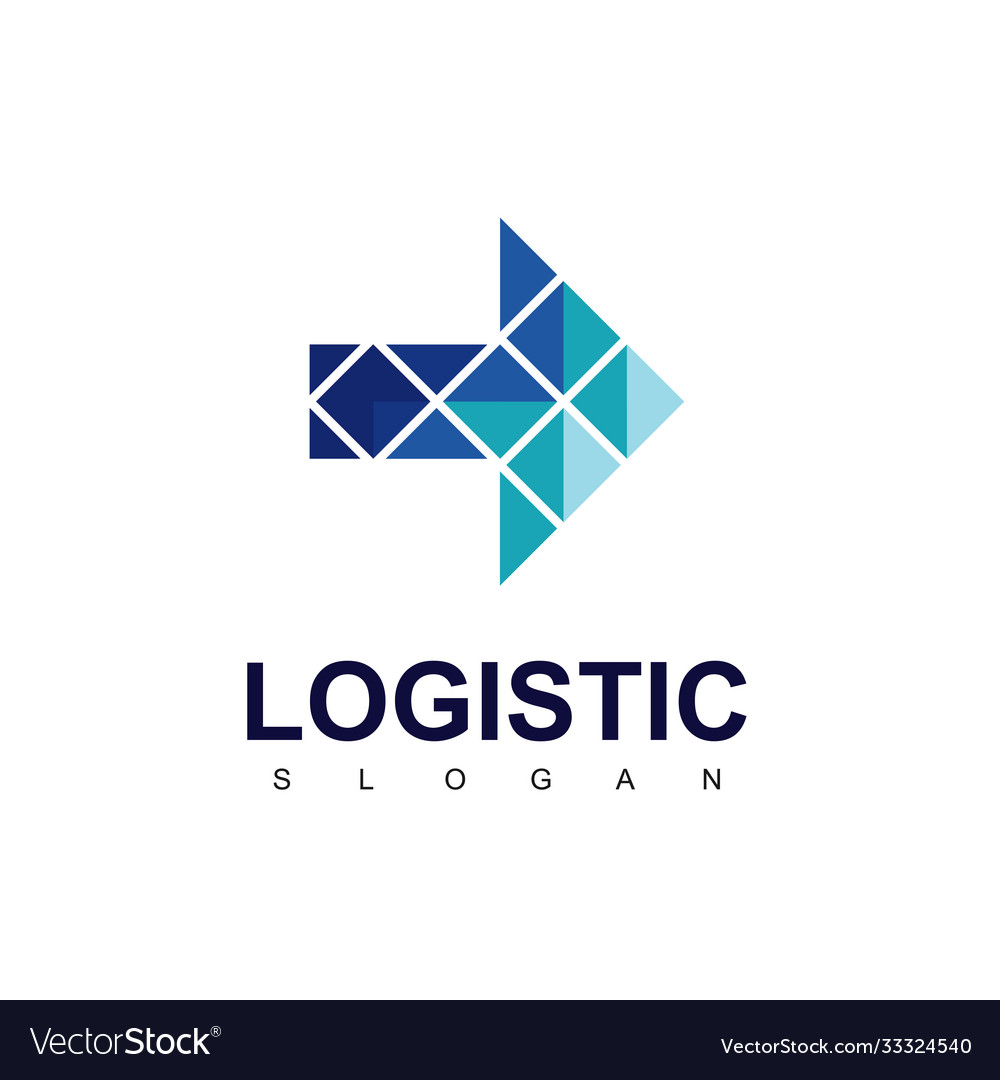 Logistic company logo with blue arrow symbol Vector Image