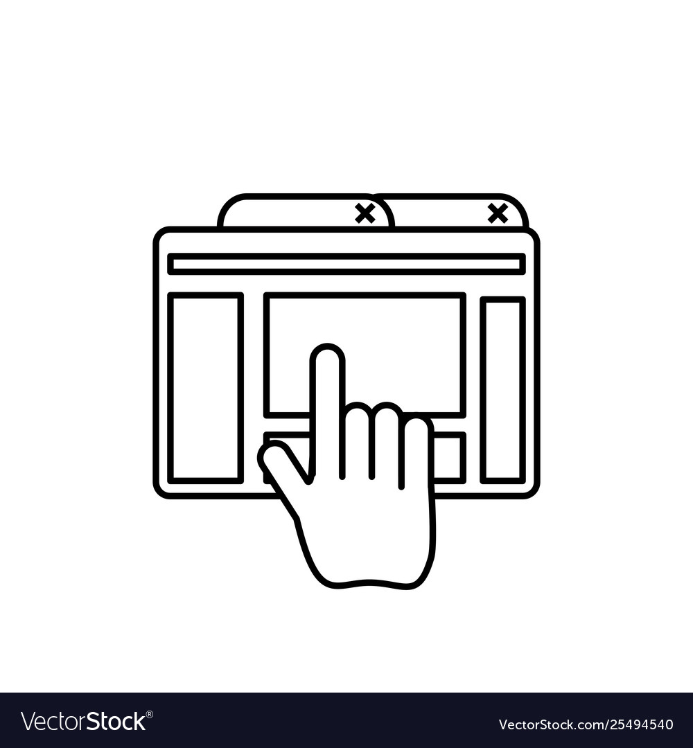 Webpage template with hand pointer cursor