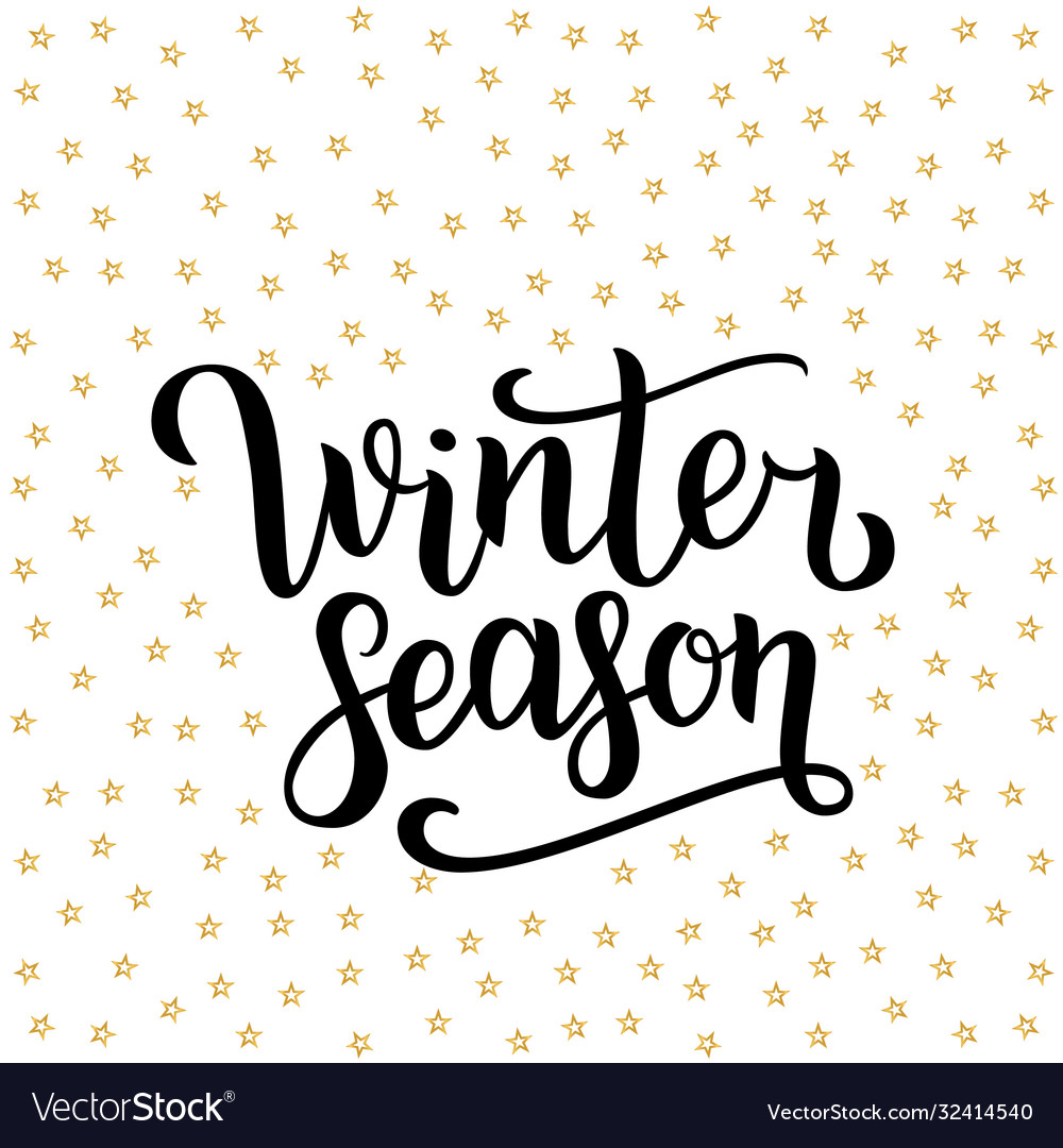 Winter season hand drawn lettering isolated