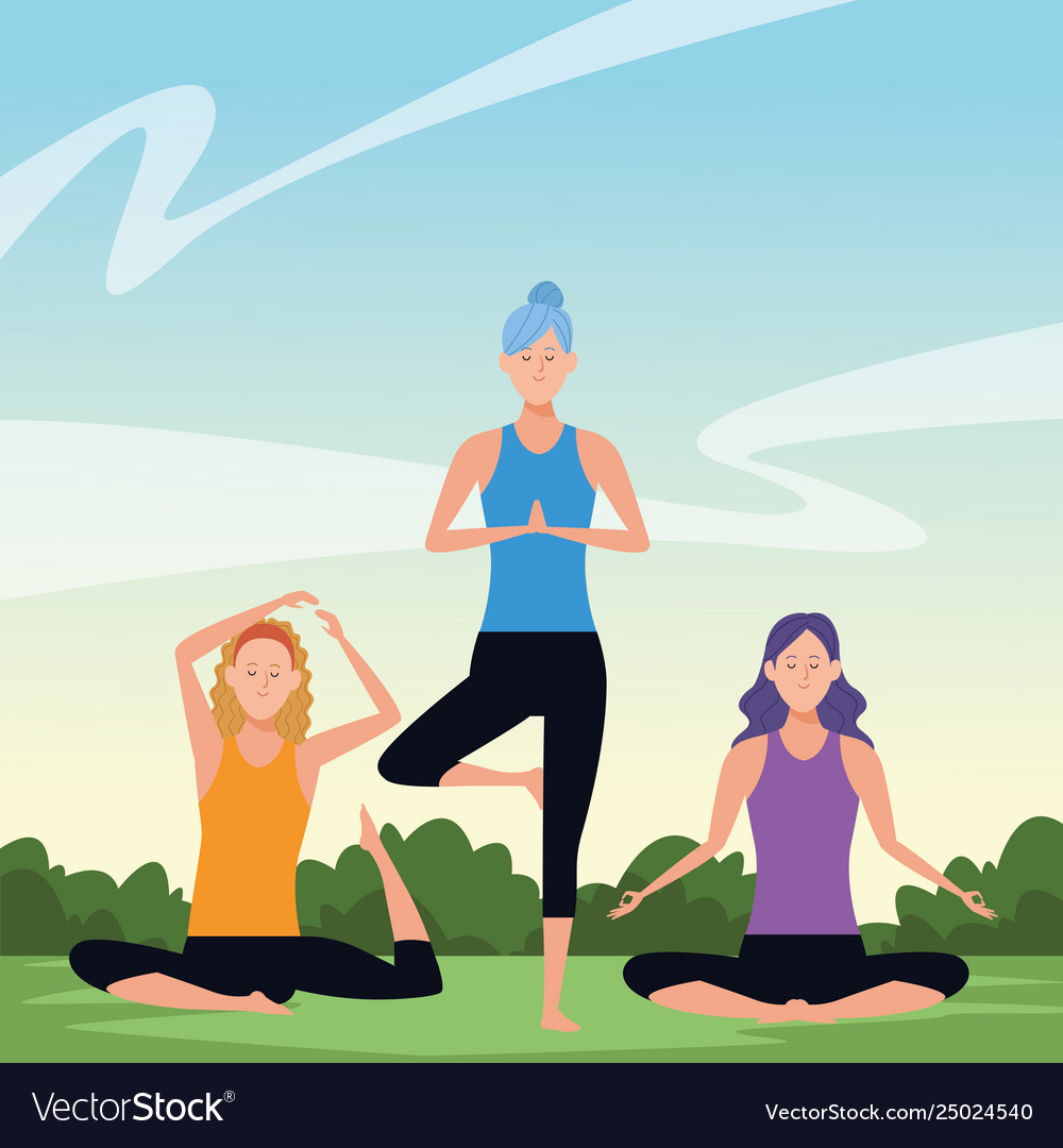 Women yoga poses Royalty Free Vector Image - VectorStock