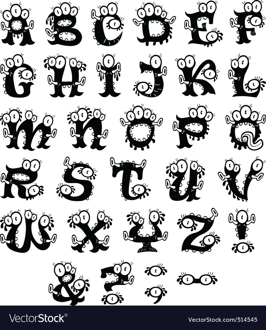 cartoon monster alphabet royalty
