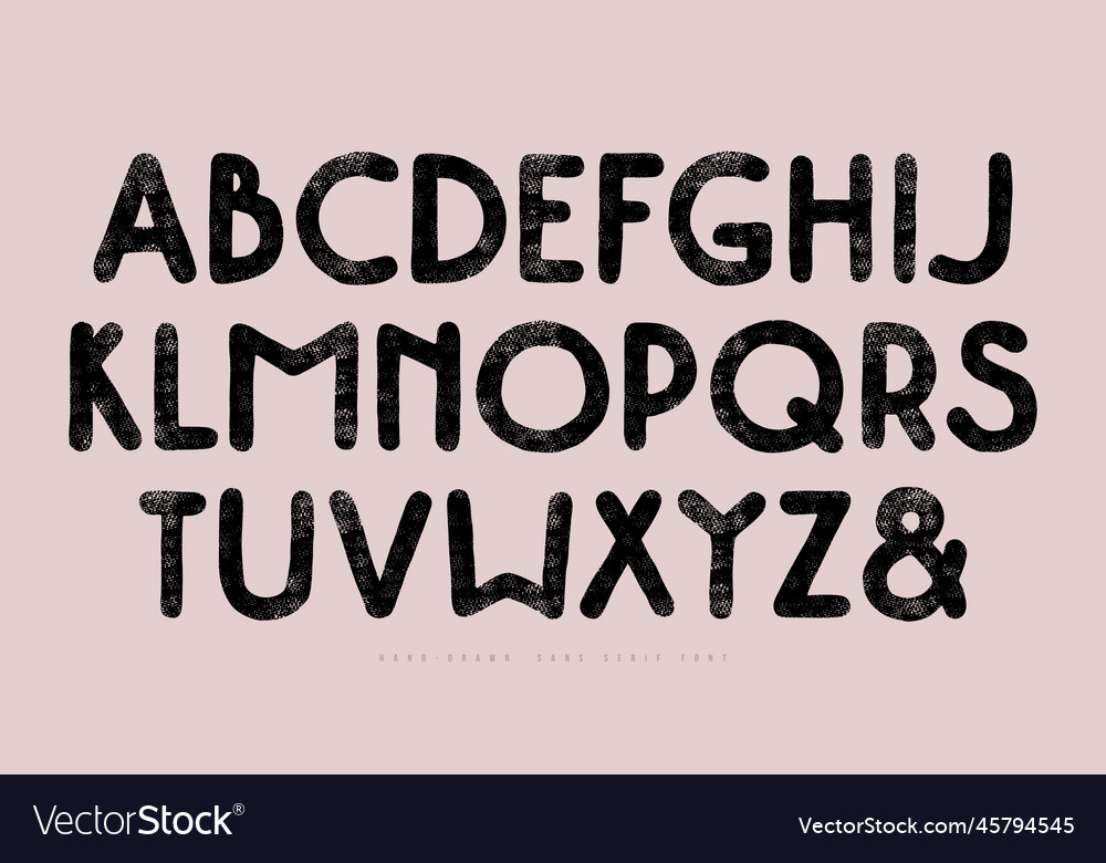 Sans serif font in the style of handmade graphic vector image Sans serif font in the style of handmade graphic