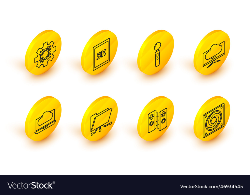 Set line computer cooler gamepad folder and lock vector image Set line computer cooler gamepad folder and lock