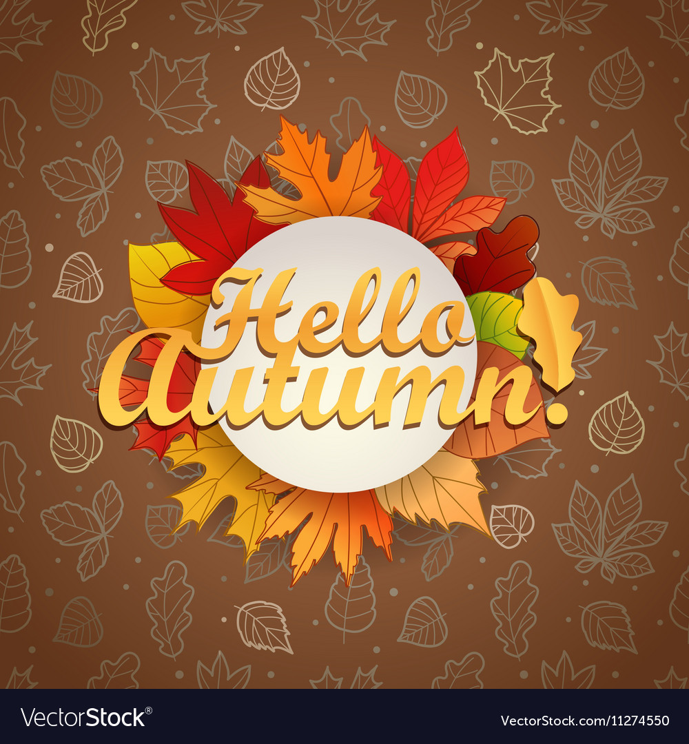 Autumn greeting card template hello concept Vector Image