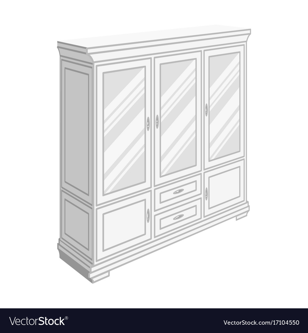Cabinet With Gl Doors And Drawers Furniture Vector Image Gl Doors And Drawers Furniture
