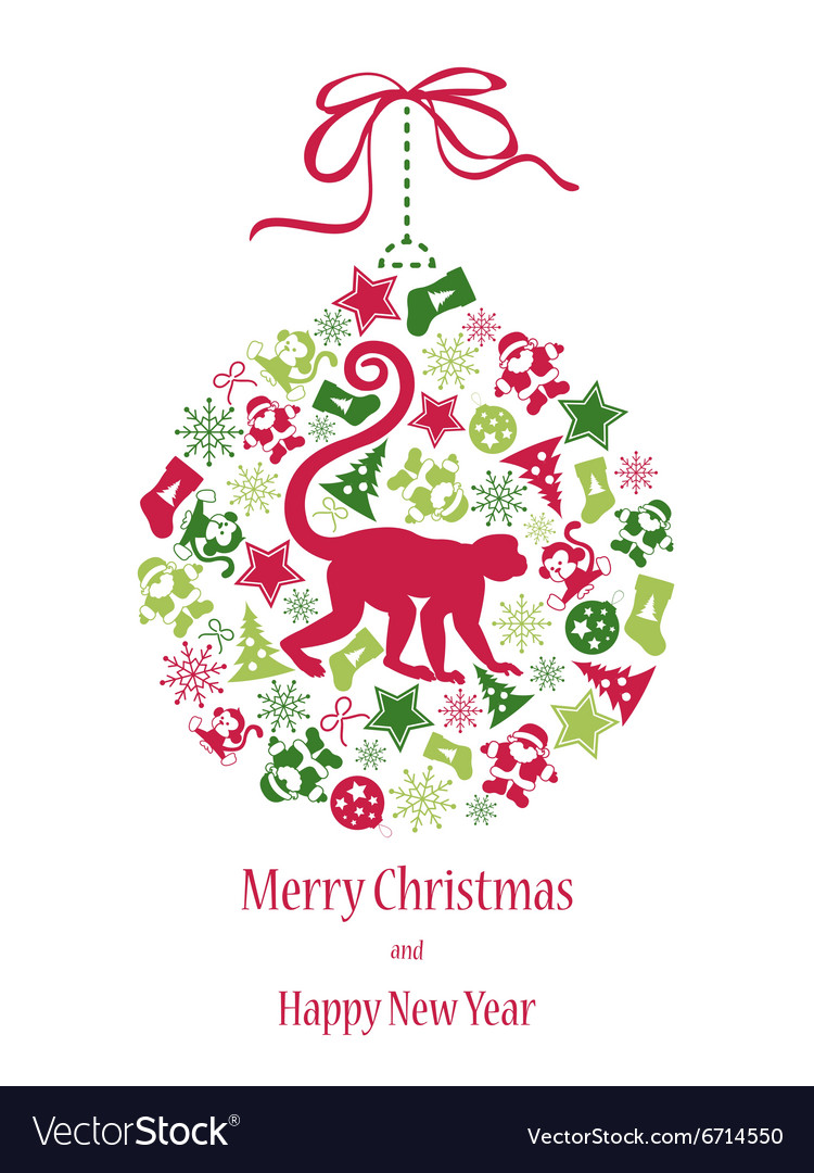 christmas card with monkey in green red colors vector image - Why Are Christmas Colors Red And Green christmas card with monkey in green red colors vector image - Why Are Christmas Colors Red And Green