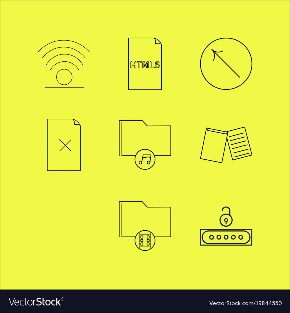 Files and folders linear icon set simple outline