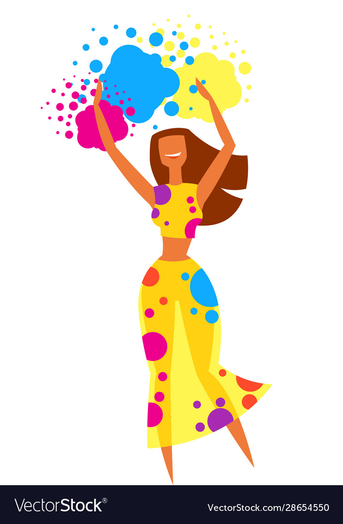 Happy dansing girl throw paint vector image Happy dansing girl throw paint