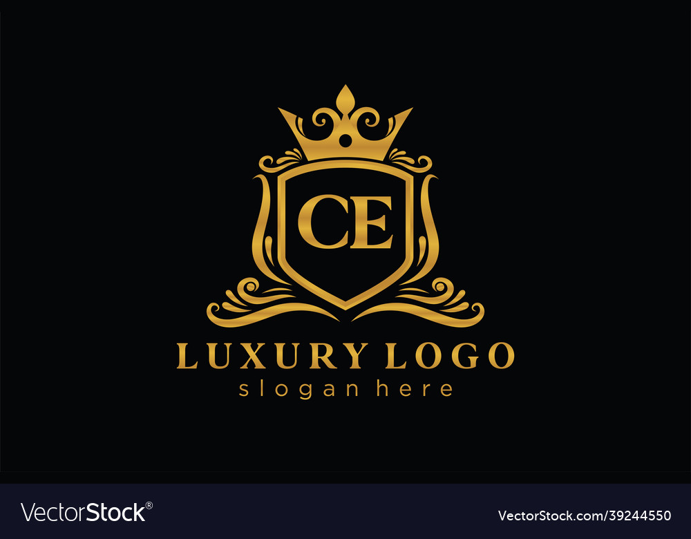 Initial ce letter royal luxury logo template Vector Image