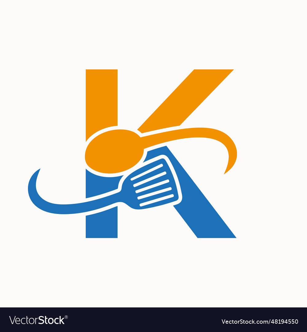 Letter k restaurant logo combined with spatula