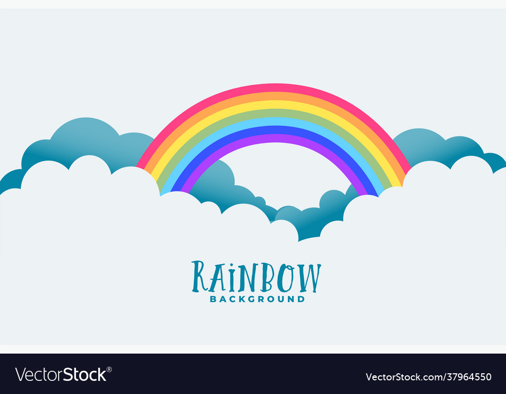 Rainbow above clouds background design Royalty Free Vector