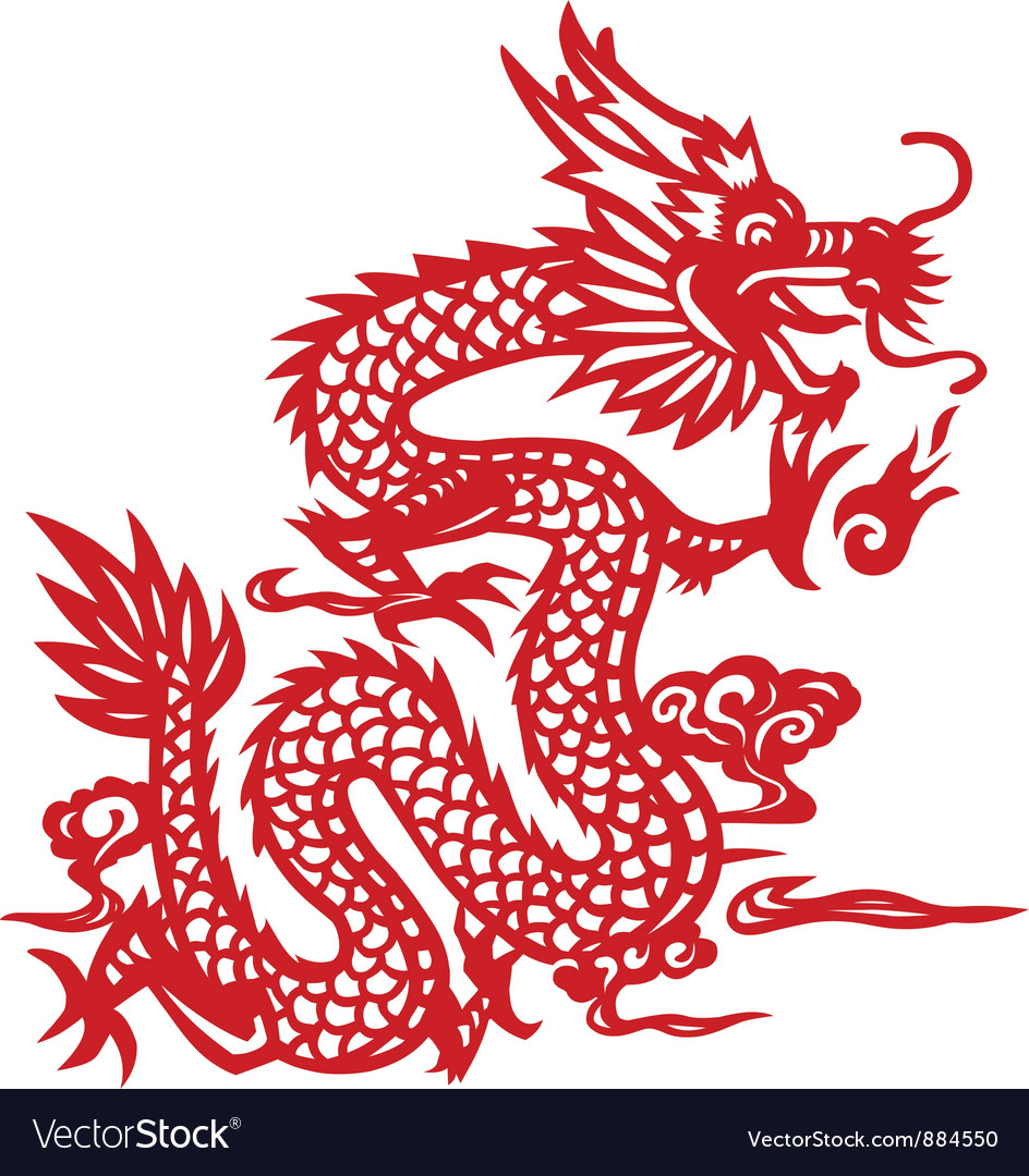 Traditional chinese dragon paper-cut art Vector Image