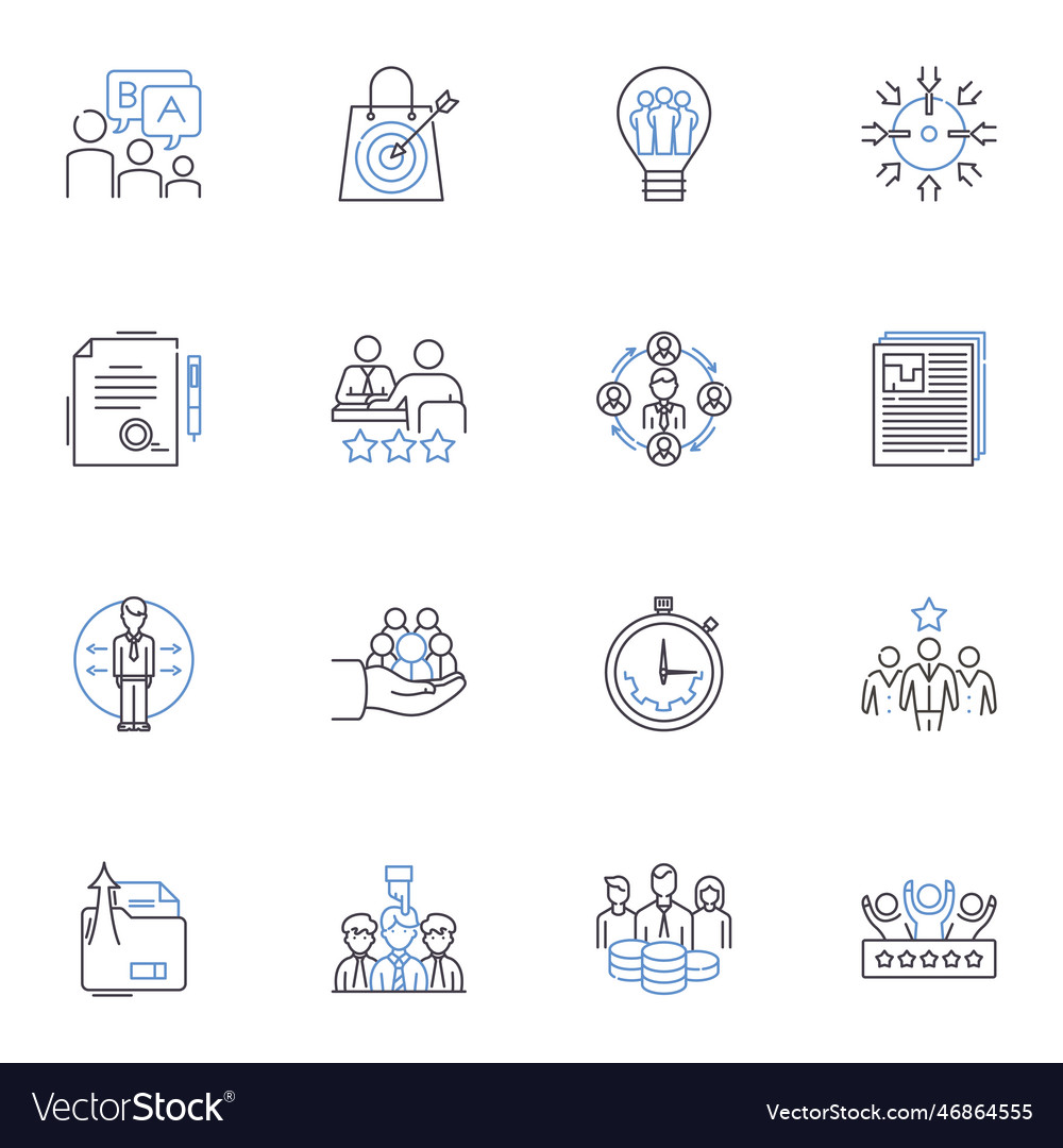 Content creation line icons collection blogging Vector Image