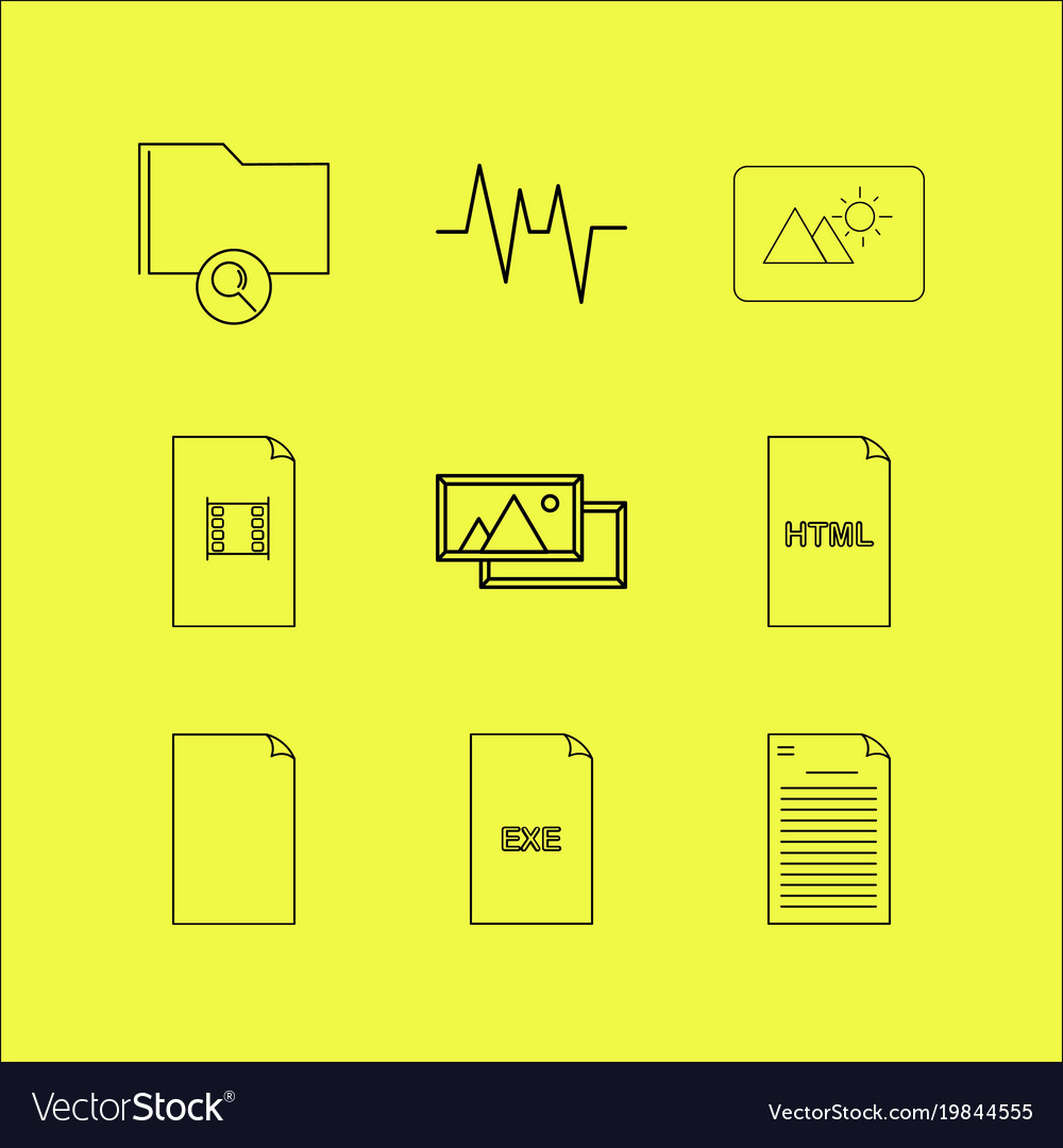 Files and folders linear icon set simple outline