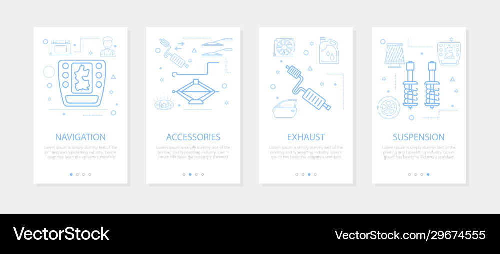 Four vertical mobile banners for auto Royalty Free Vector