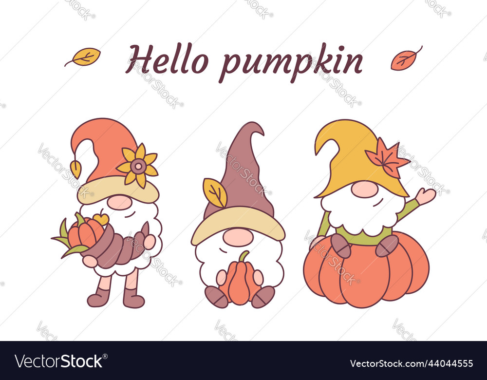 Hello pumpkin autumn gnomes thanksgiving day