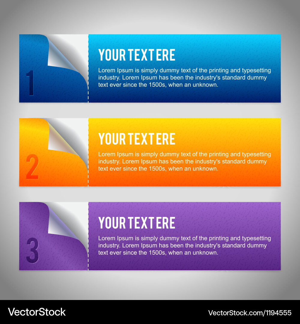 Set of 3 paper banners Royalty Free Vector Image