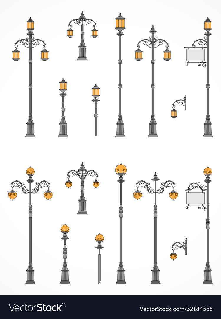 Set street lights Royalty Free Vector Image - VectorStock