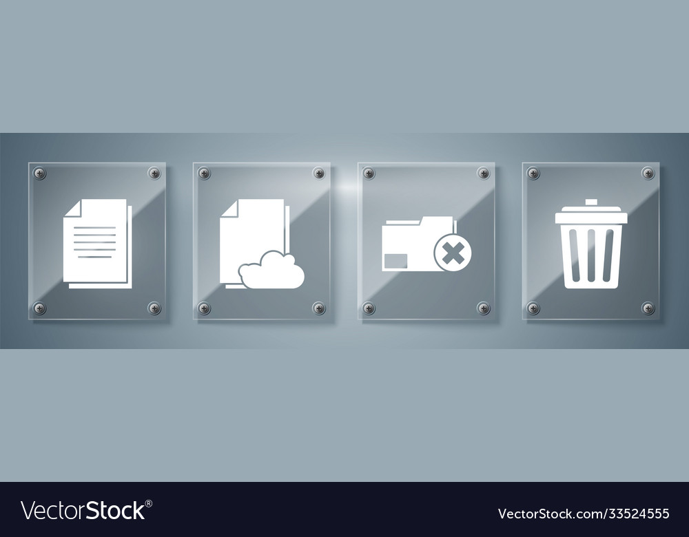 Set trash can delete folder cloud storage text vector image Set trash can delete folder cloud storage text