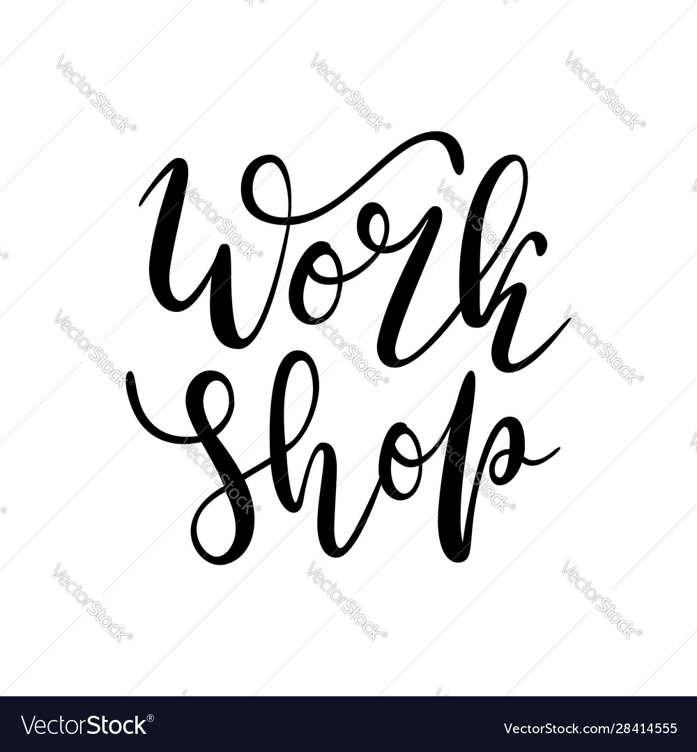Workshop logotype isolated lettering logo Vector Image