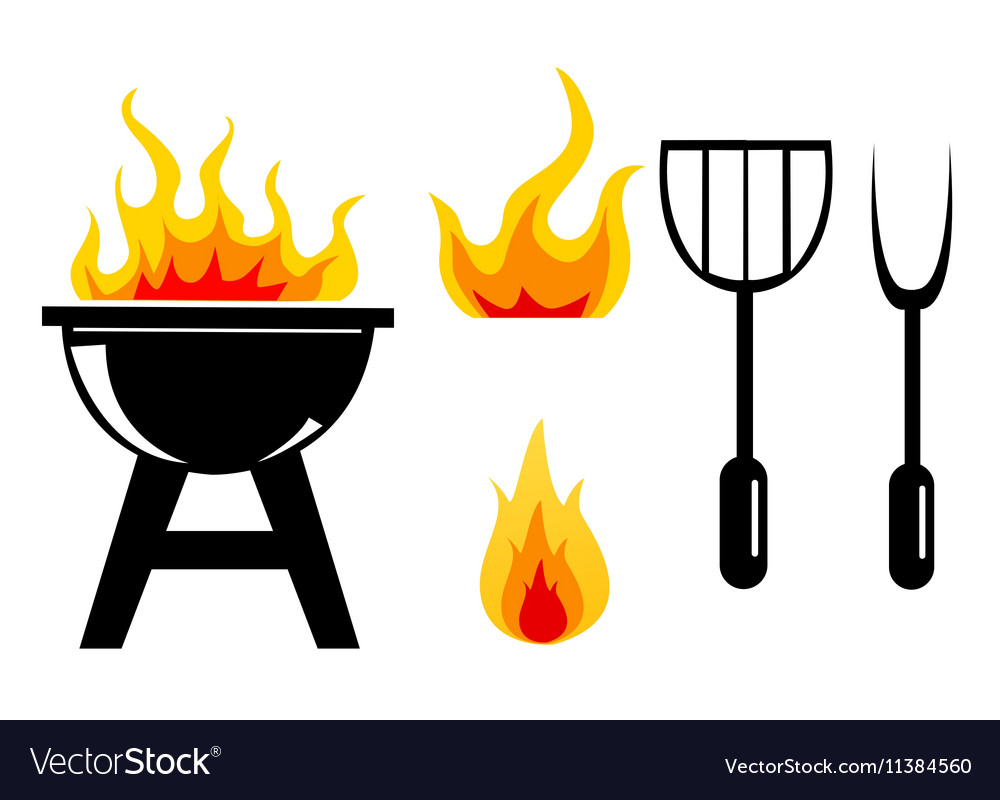 Black barbecue icon set