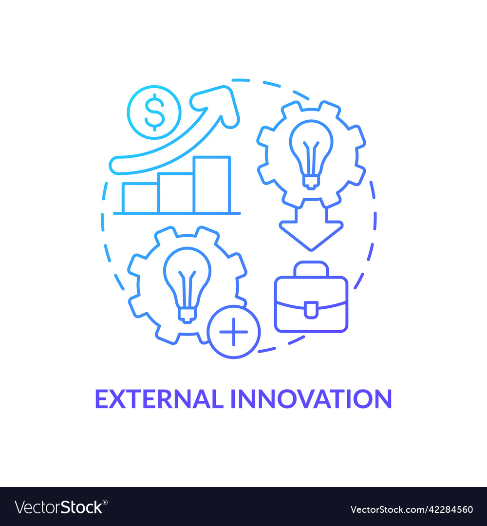 External Innovation Blue Gradient Concept Icon Vector Image